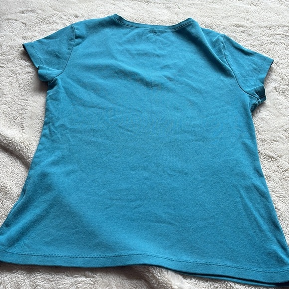 Tommy Hilfiger Blue V-Neck Tee – Size S | 100% Cotton | Bright Hues | - Picture 4 of 5